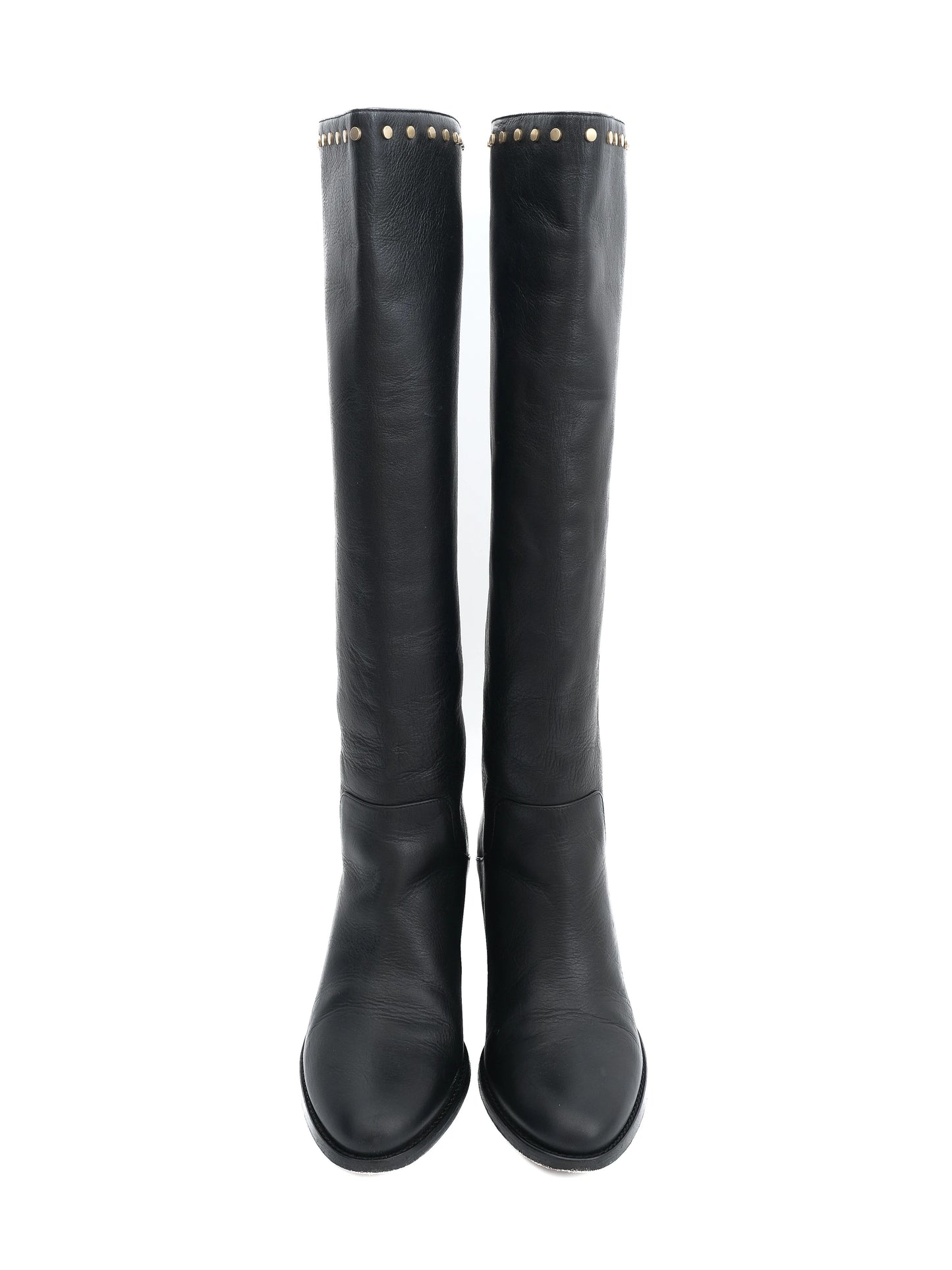excellent jimmy choo black leather knee-high boots size 37
