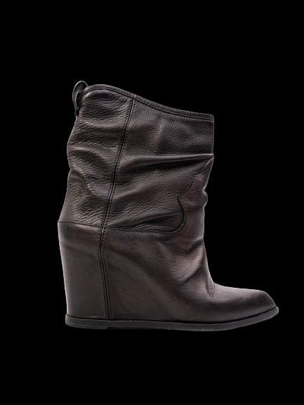 Excellent Gianmarco Lorenzi Black Leather Wedge Ankle Boots