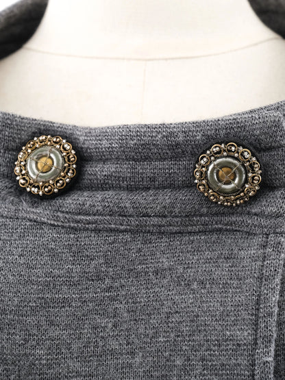 Excellent Class Roberto Cavalli Gray Wool Women's Coat with Decorative Trim