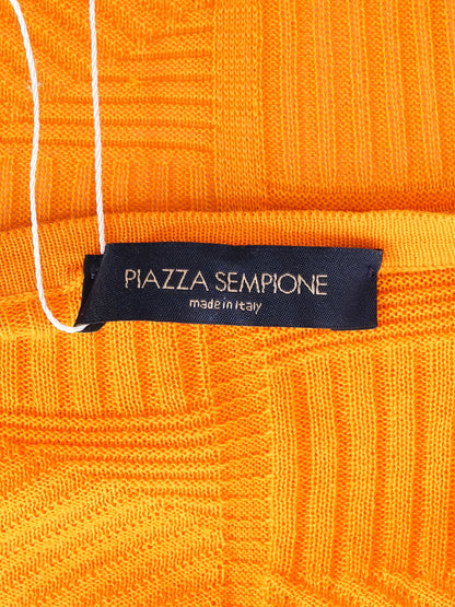 Excellent Orange Knit Top Women's Size M Geometric Pattern Cotton