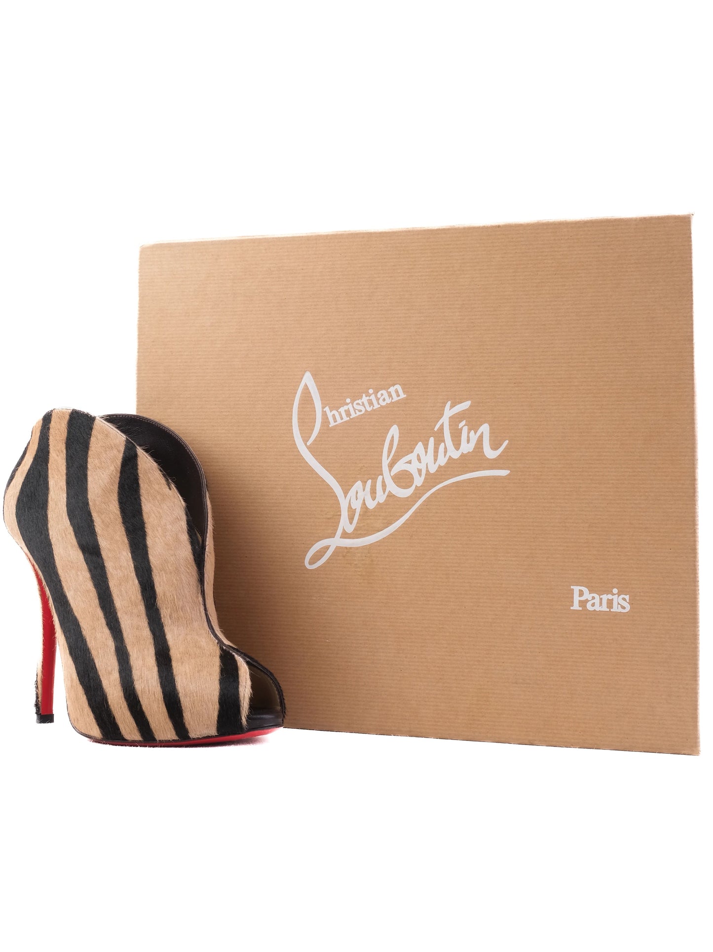 excellent christian louboutin zebra print high heels size 37.5