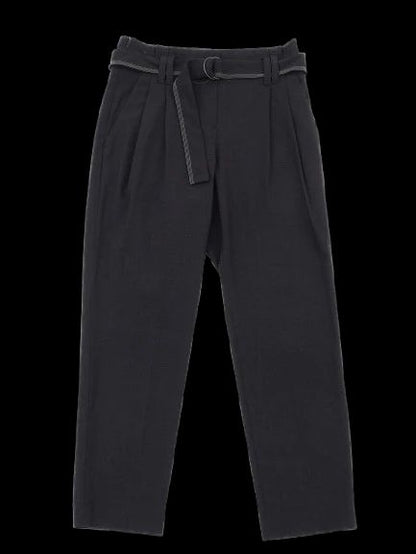 Perfect Brunello Cucinelli Black Wool Pants Size S with Belt