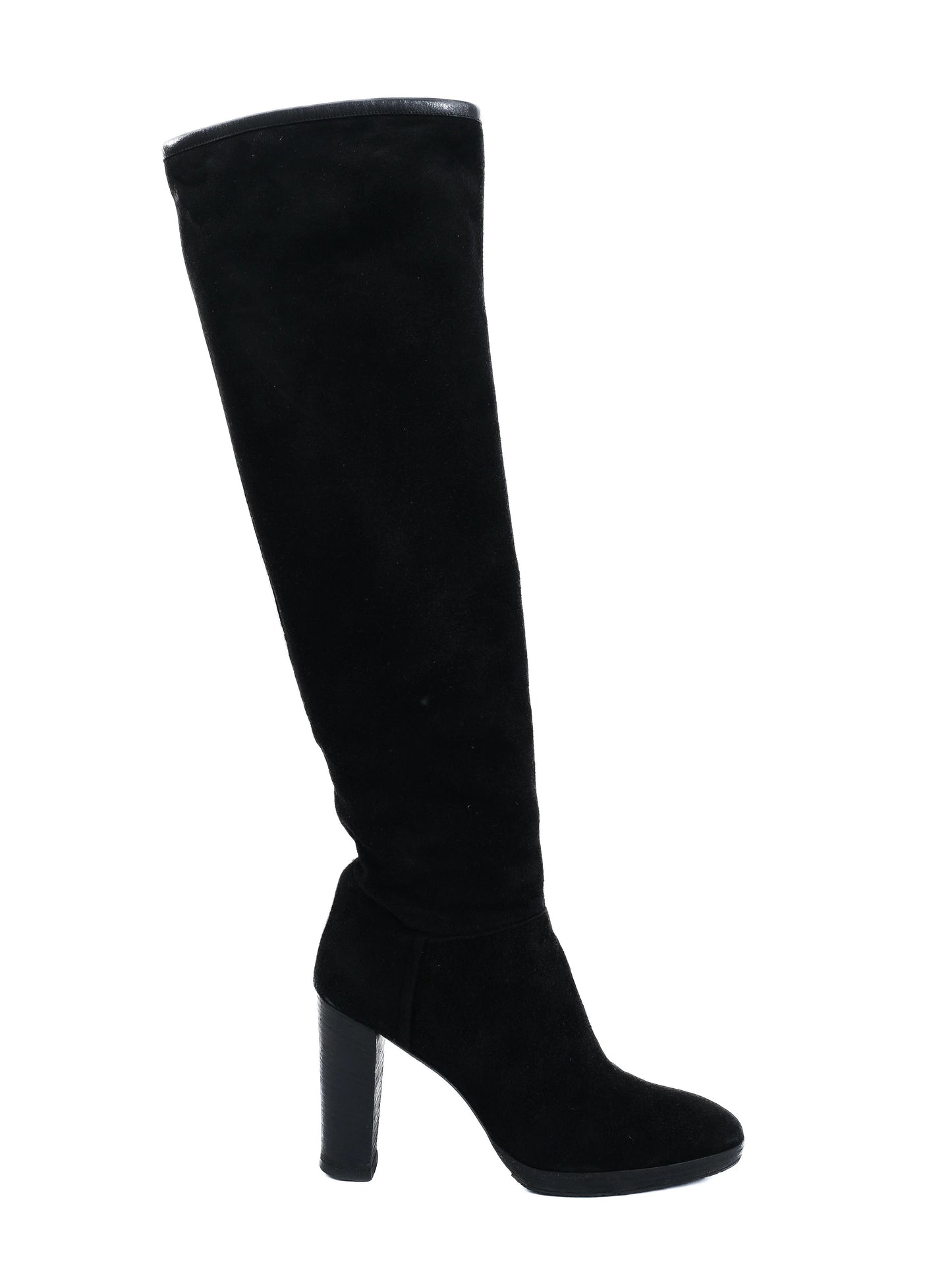 excellent loro piana black genuine suede knee-high boots women