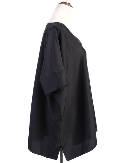 Excellent Cos Black Silk V-Neck Top Size M Wide Sleeves