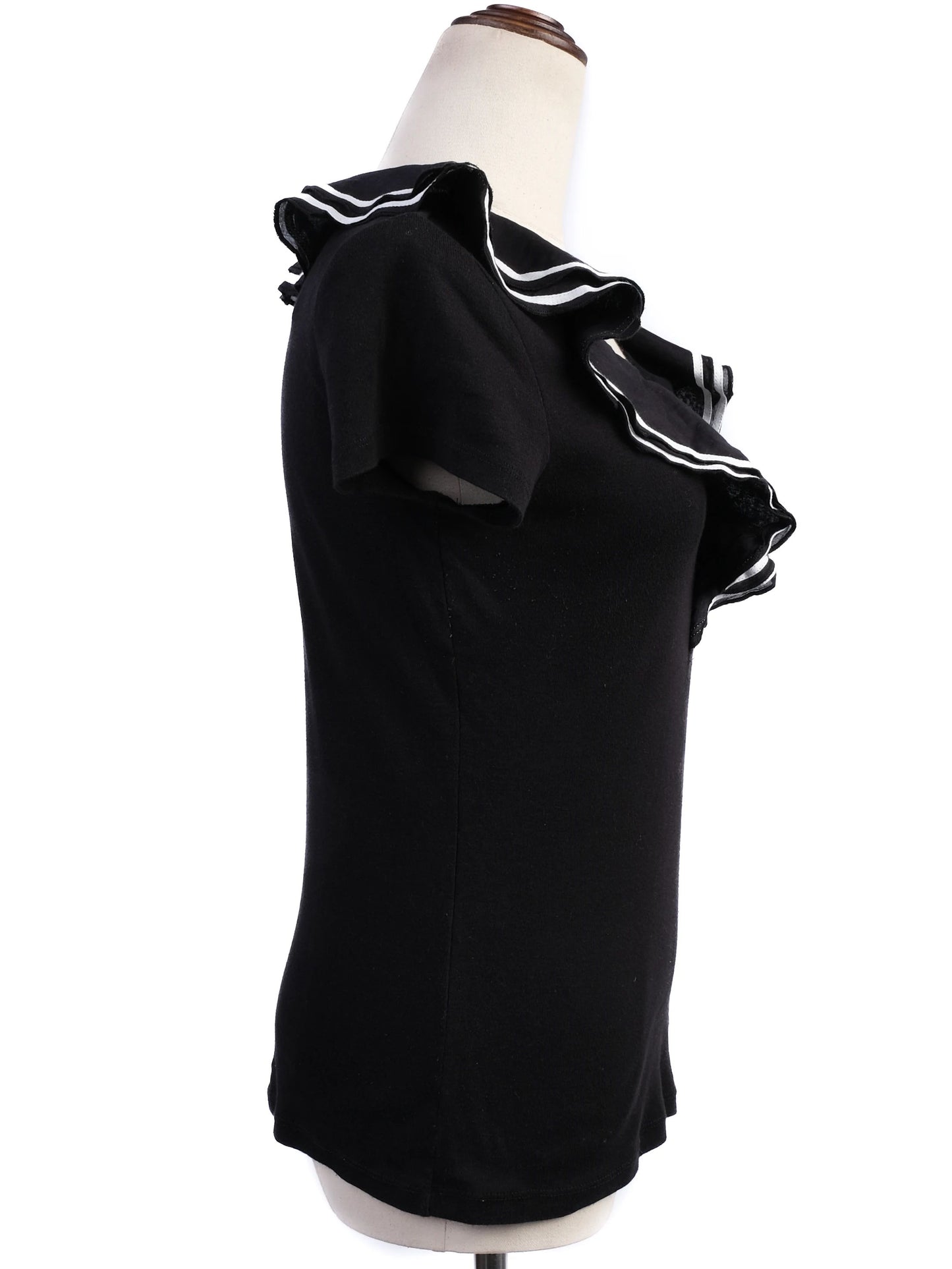 excellent ralph lauren black cotton short-sleeve top xs