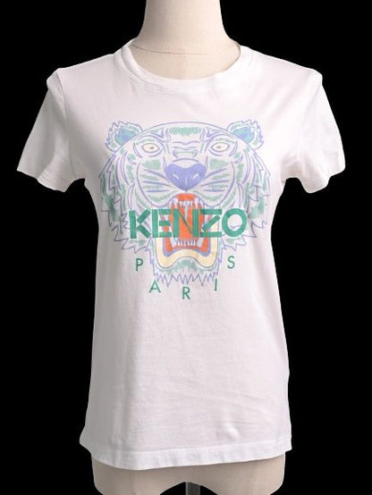 Excellent Kenzo Tiger Graphic T-Shirt White Cotton Size XS