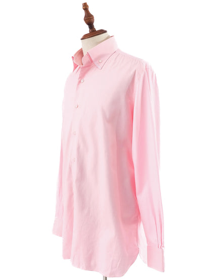 Excellent Feru Men's Long Sleeve Pink Cotton Button-Up Shirt Size L