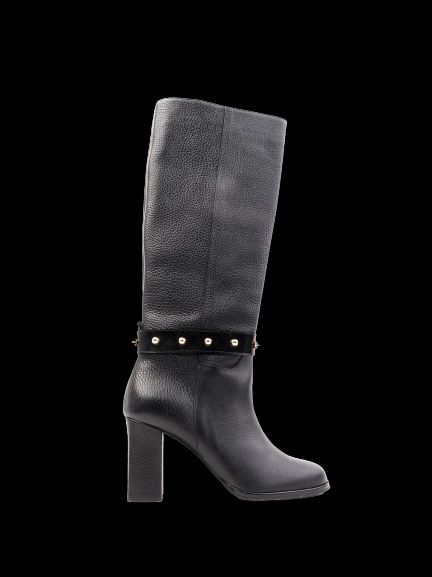 Excellent Moschino Black Leather Knee-High Boots Size 36
