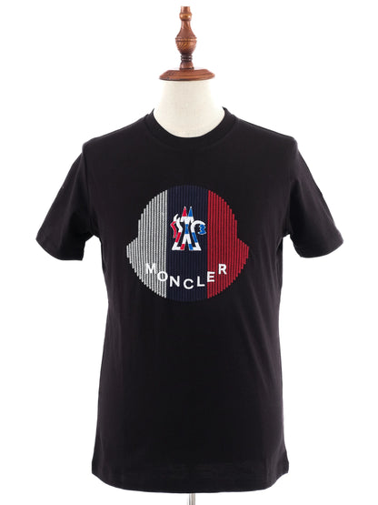 NEW Moncler Black Cotton T-Shirt Size S with Graphic Design