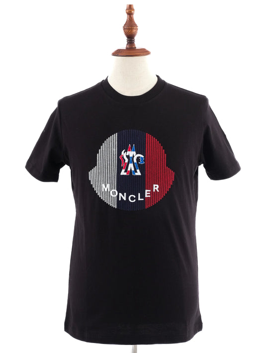 NEW Moncler Black Cotton T-Shirt Size S with Graphic Design