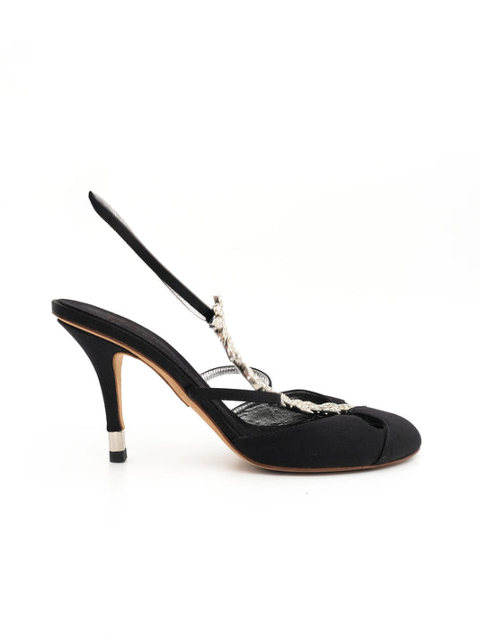 Excellent Vicini Black High-Heeled Stiletto Shoes with Rhinestones Size 40
