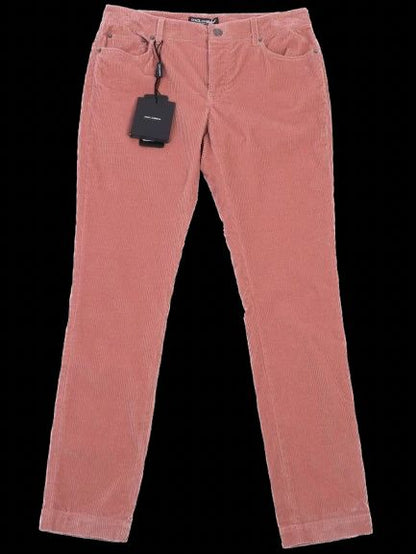 NEW Dolce Gabbana Pink Corduroy Pants Size L Women's