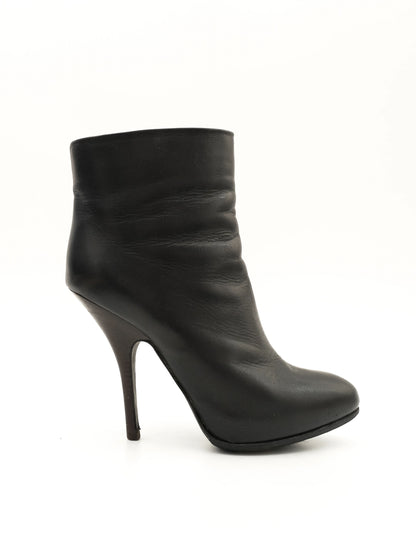 Excellent Lanvin Black Leather High-Heeled Ankle Boots Size 37.5