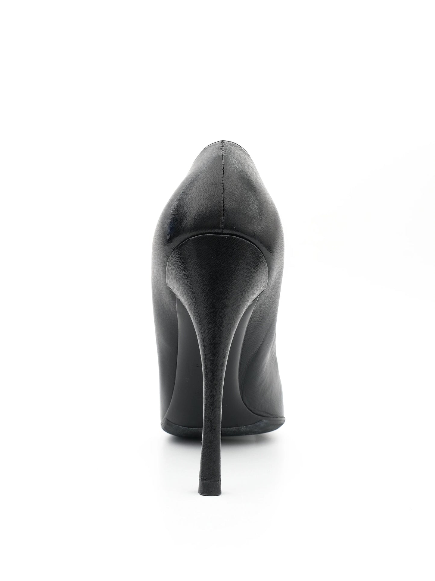average prada black leather high-heeled pumps size 40