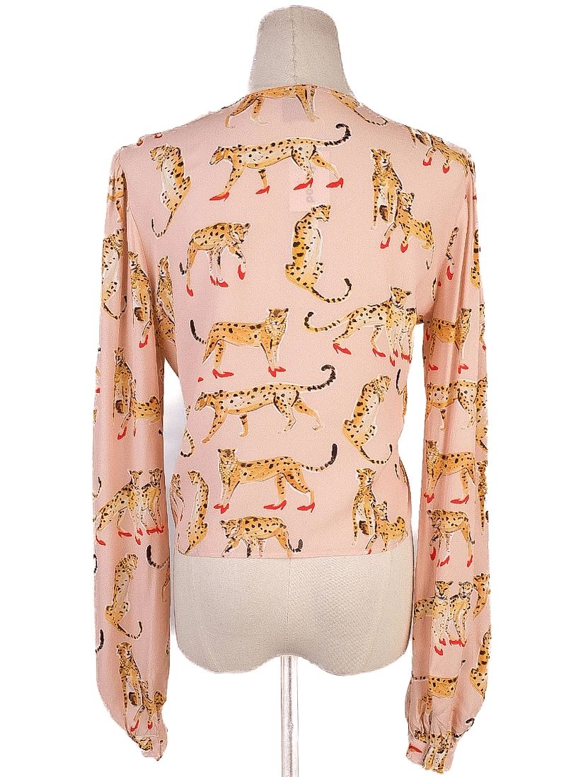 pinko women's blouse pink cheetah print size s excellent condition