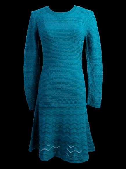 Excellent Missoni Green Viscose Dress Size L with Long Sleeves