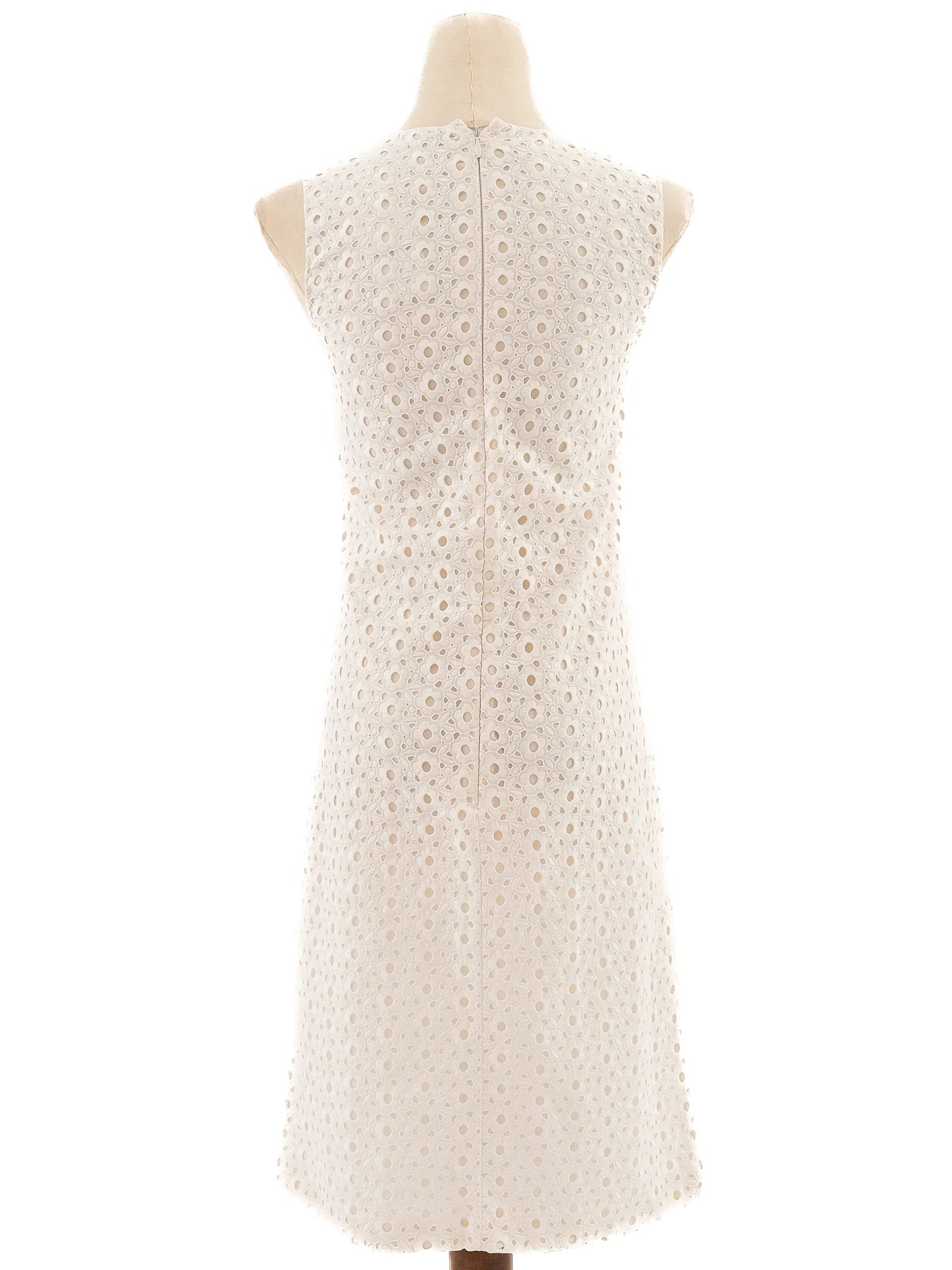 excellent dior women's white cotton eyelet dress sleeveless size n/a