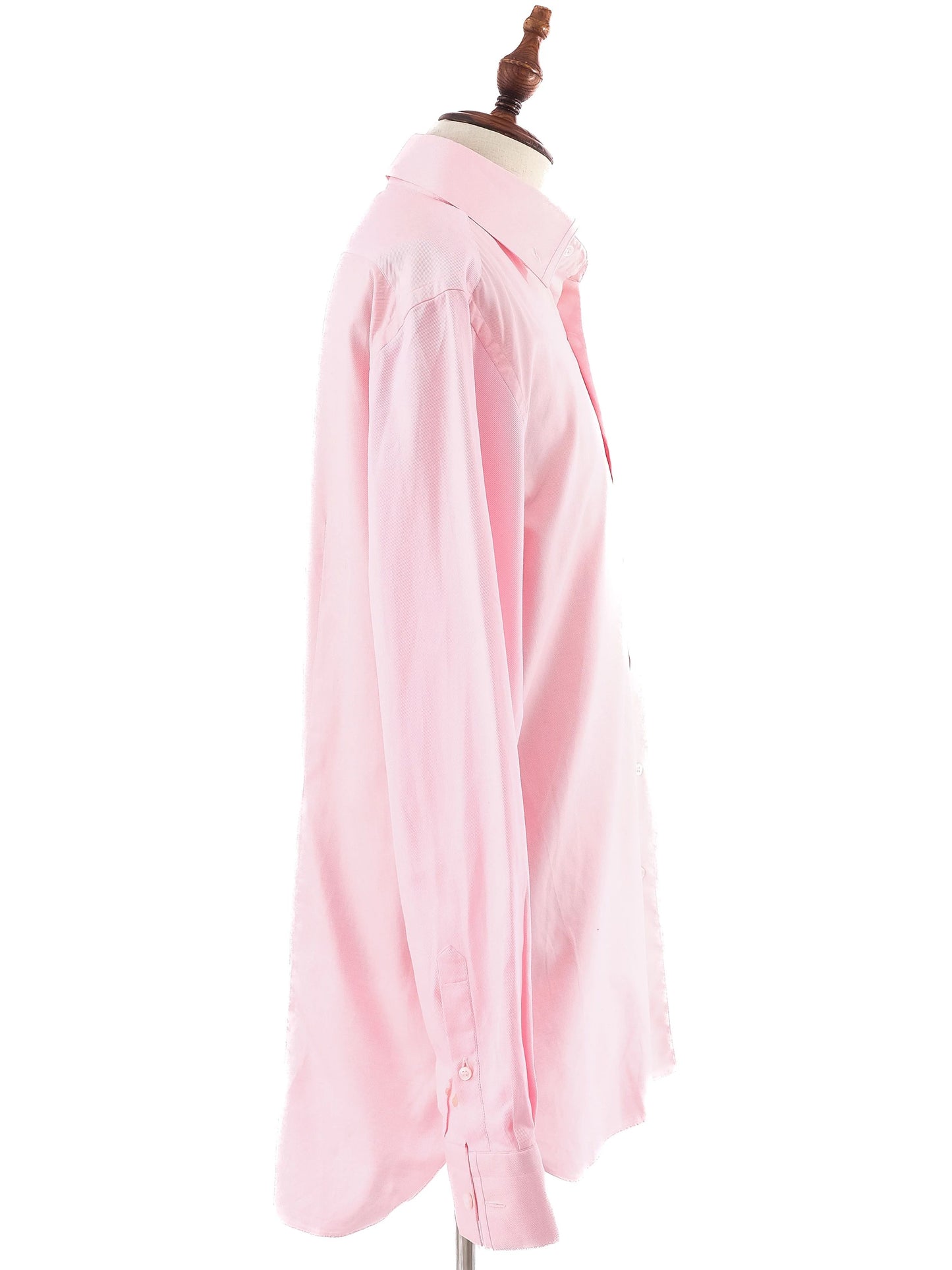 excellent feru men's long sleeve pink cotton button-up shirt size l