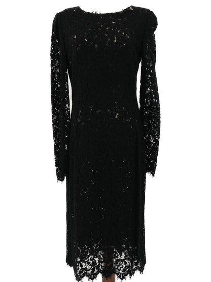 Excellent Ralph Lauren Black Lace Dresses Size L Floral Design