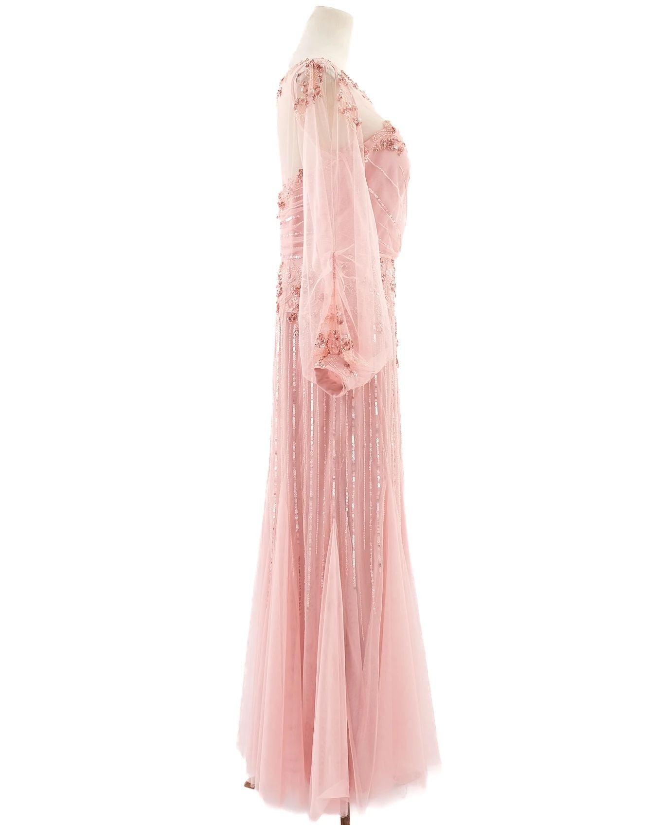 excellent pronovias pink evening gown xxl floral lace embellishments