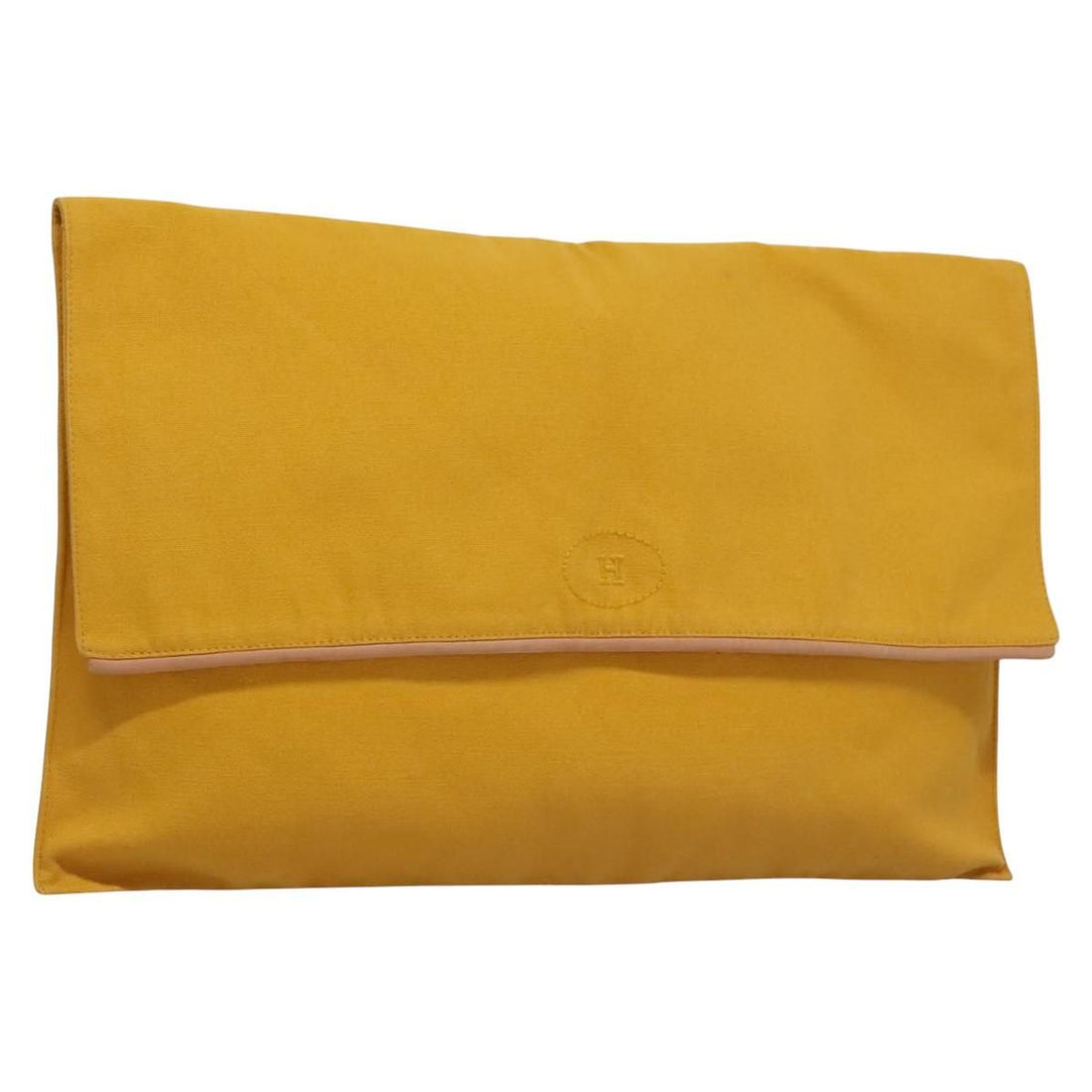 Hermes Clutch Bag Canvas Yellow Auth