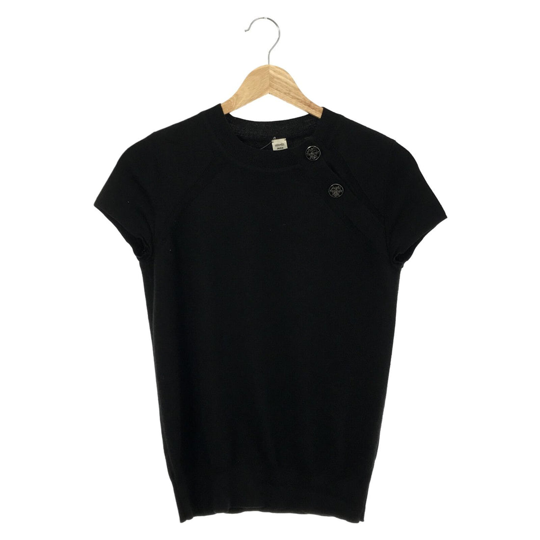 Hermes Short Sleeve Sweater Cashmere Silk Knit Black 34