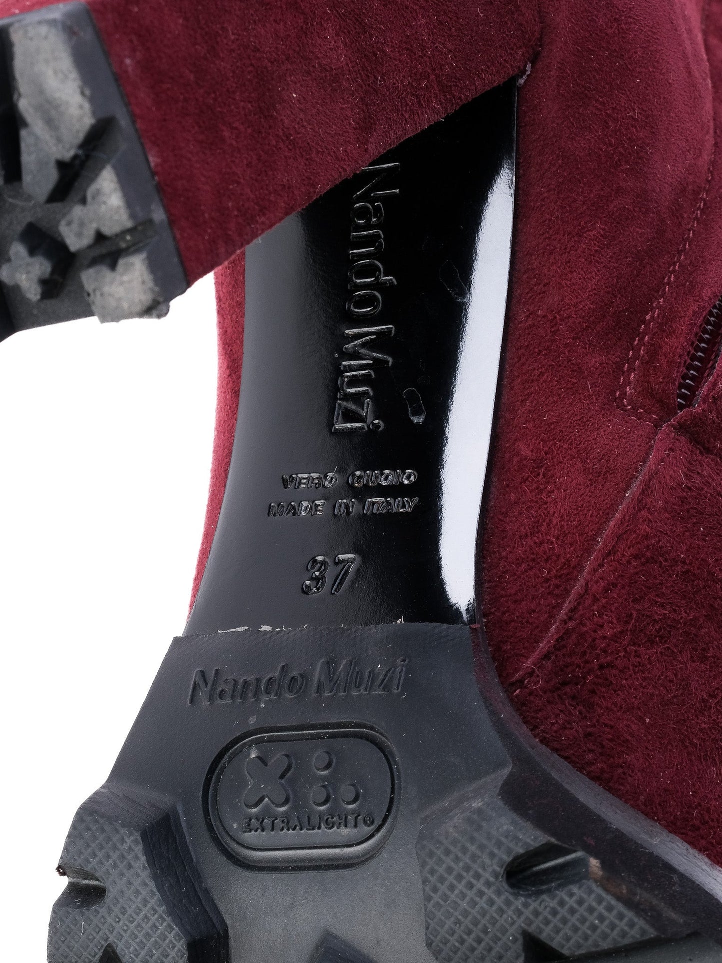 perfect nando muzi red leather high-heeled ankle boots size 37