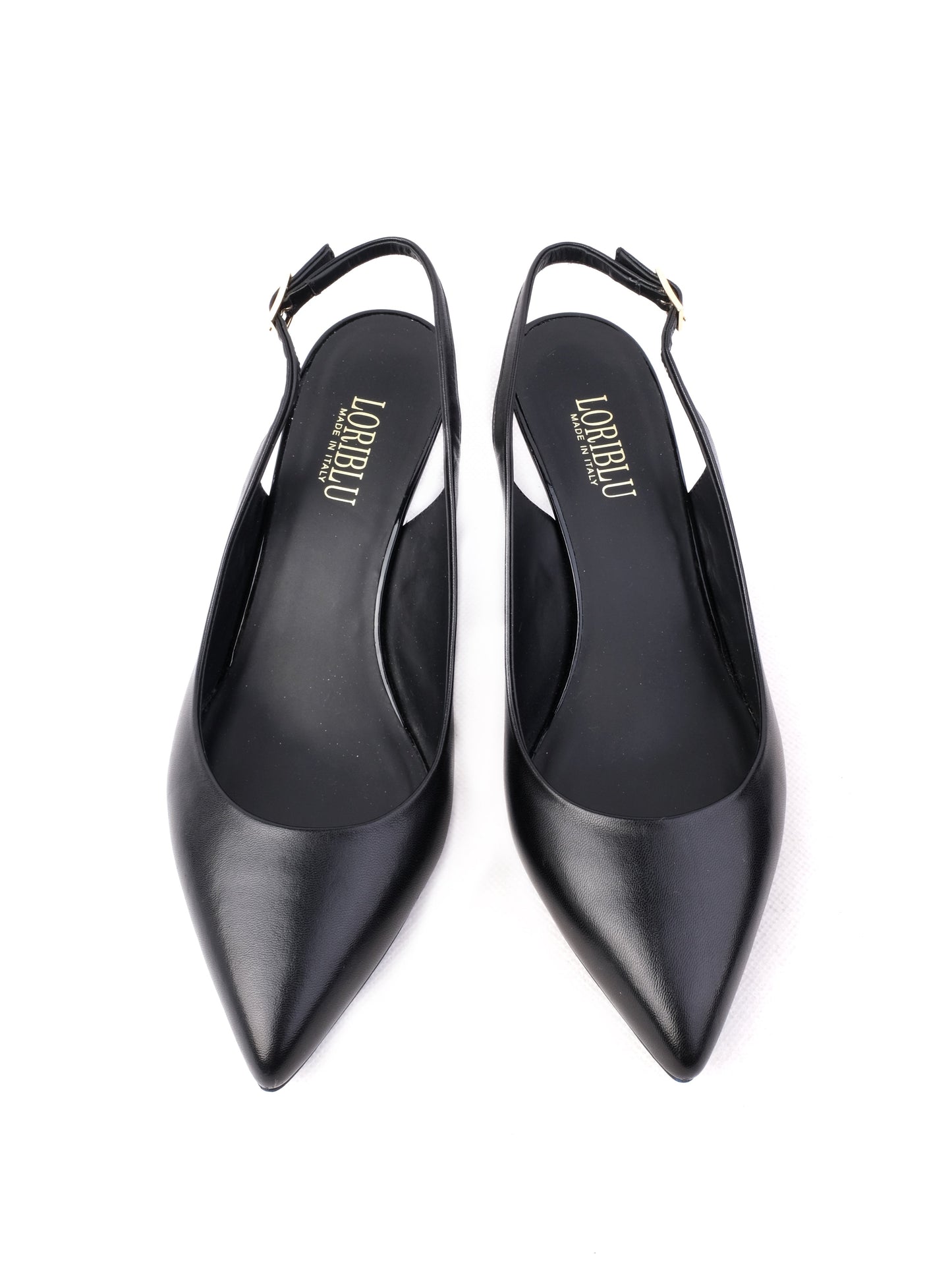 excellent easy by loriblu black leather slingback heels size 37