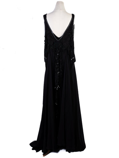 Augustin Teboul Black Sleeveless Gown XS Elegant Embellishments