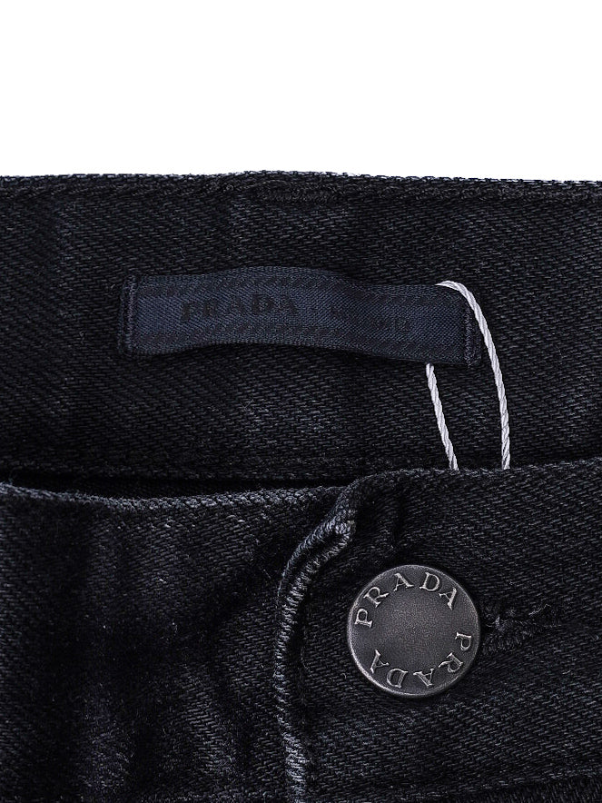 excellent prada black cotton jeans women's size n/a