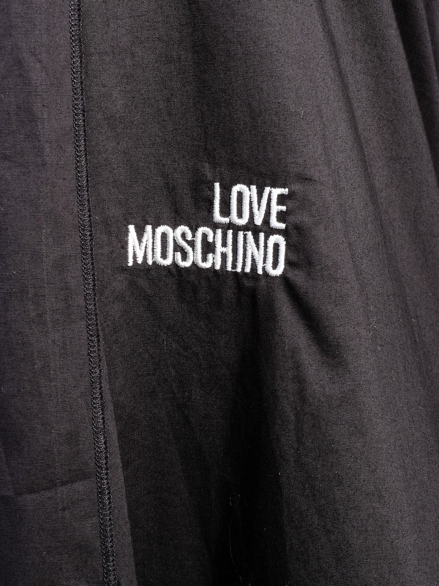excellent love moschino black cotton long sleeve shirt with tie