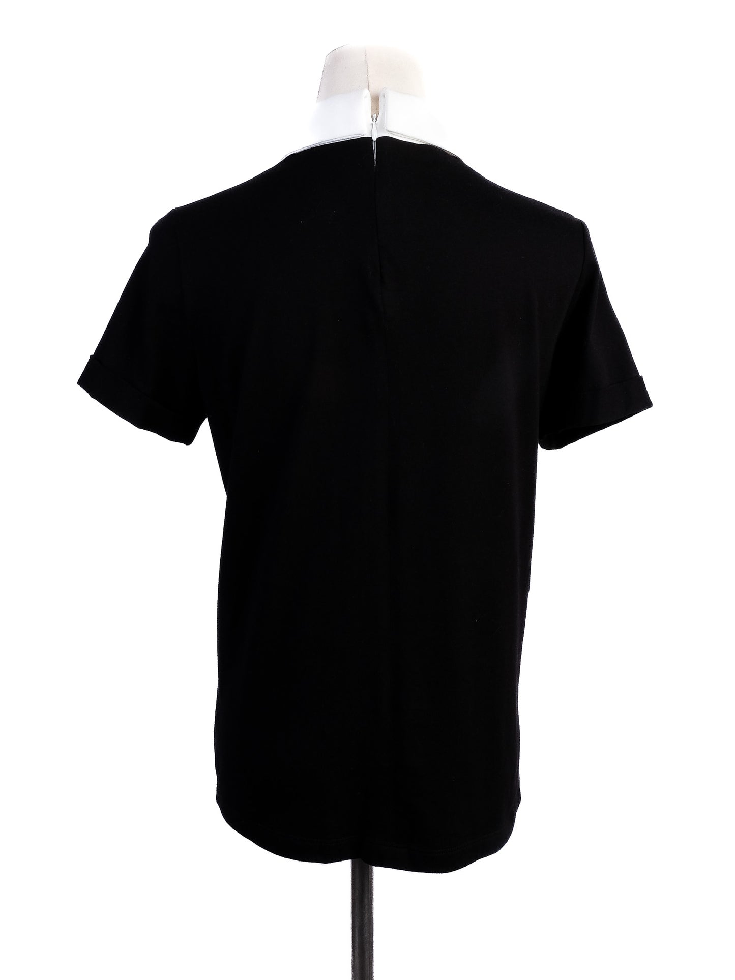 excellent maje black short-sleeved shirt with embroidered collar