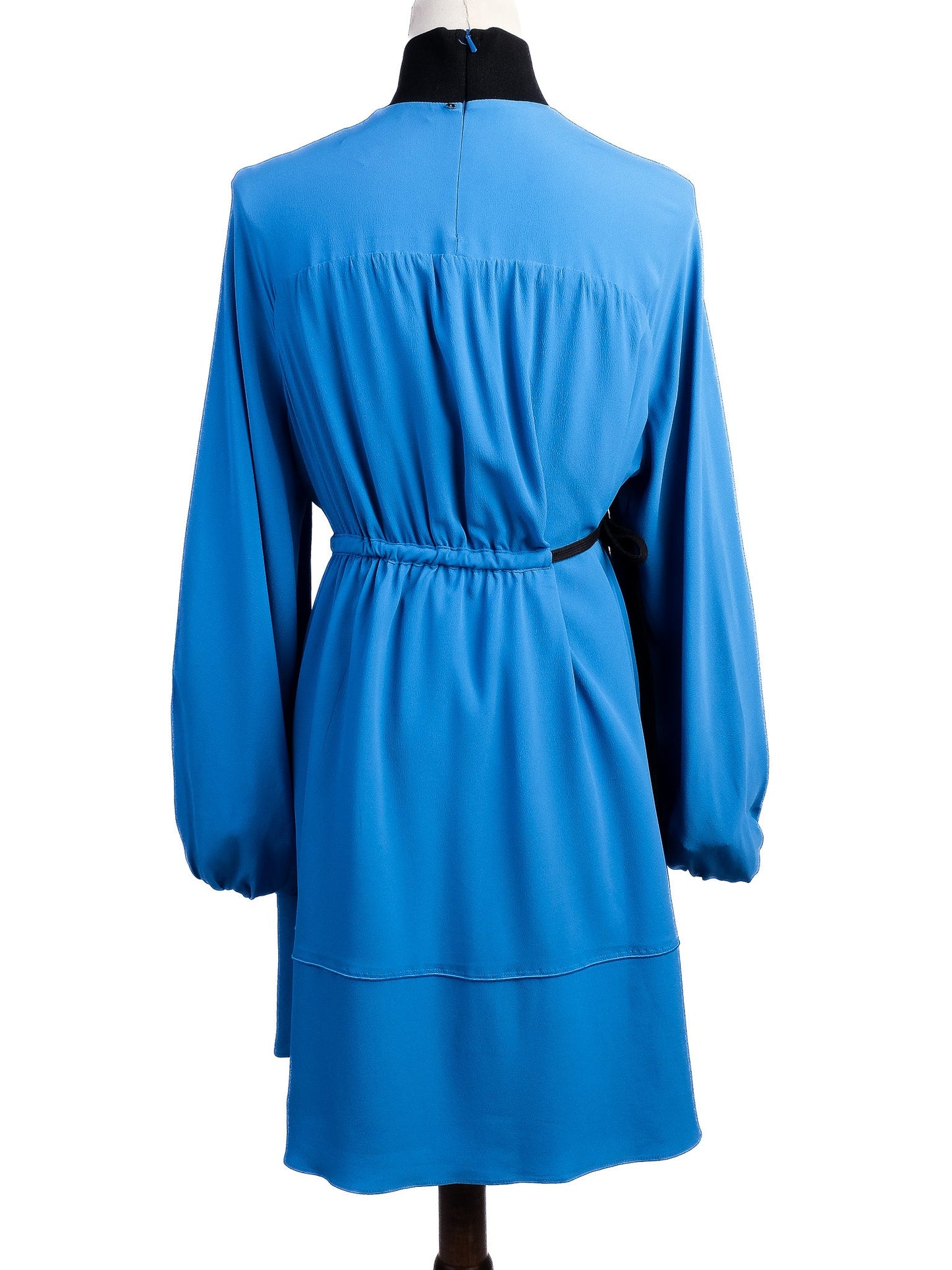excellent sportmax blue silk dress size m with tie belt