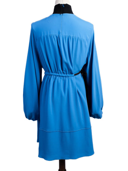 Excellent Sportmax Blue Silk Dress Size M with Tie Belt
