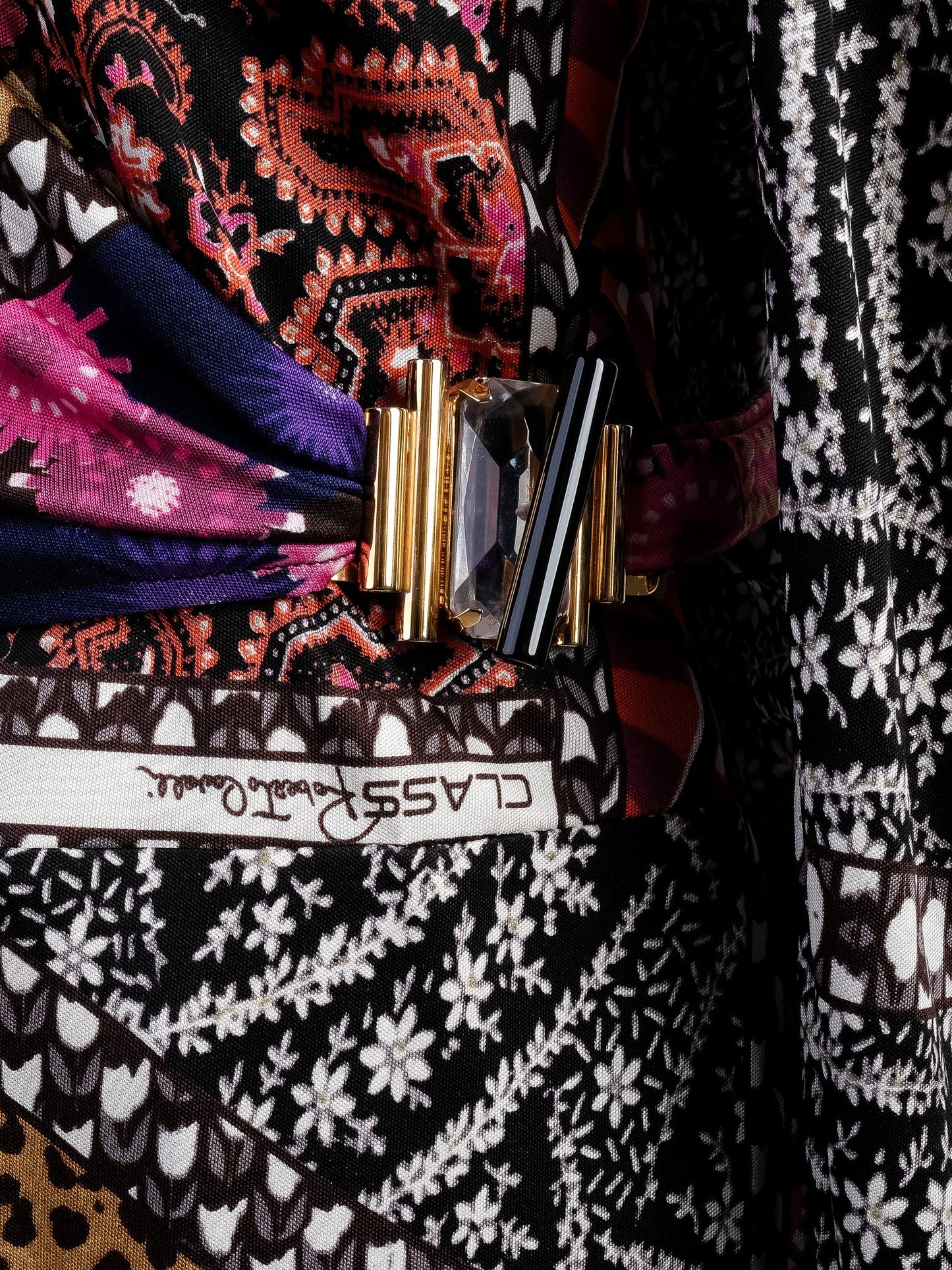 excellent class roberto cavalli silk floral leopard print dress