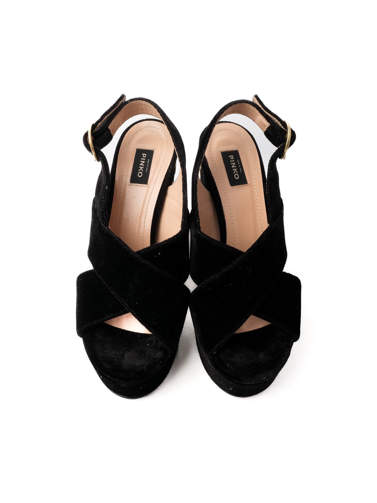 excellent pinko black leather high-heeled sandals size 37