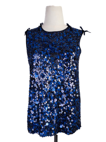 Sportmax Sequined Sleeveless Top Blue XS Excellent Condition