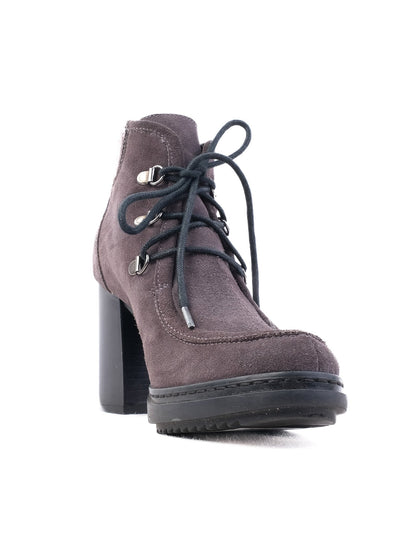 Baldinini Gray Genuine Suede Ankle Boots with High Block Heel Size 36