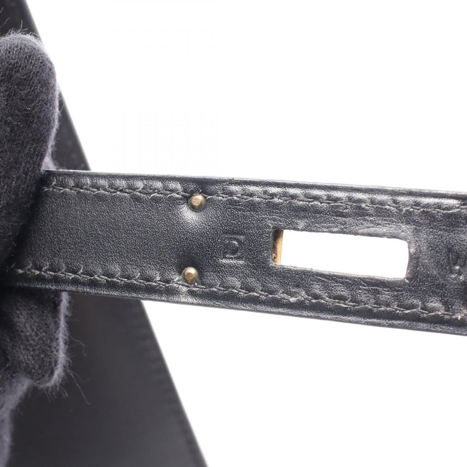 Hermes Kelly 32 Handbag Noir Black Box Calfskin Calfskin (cowhide)