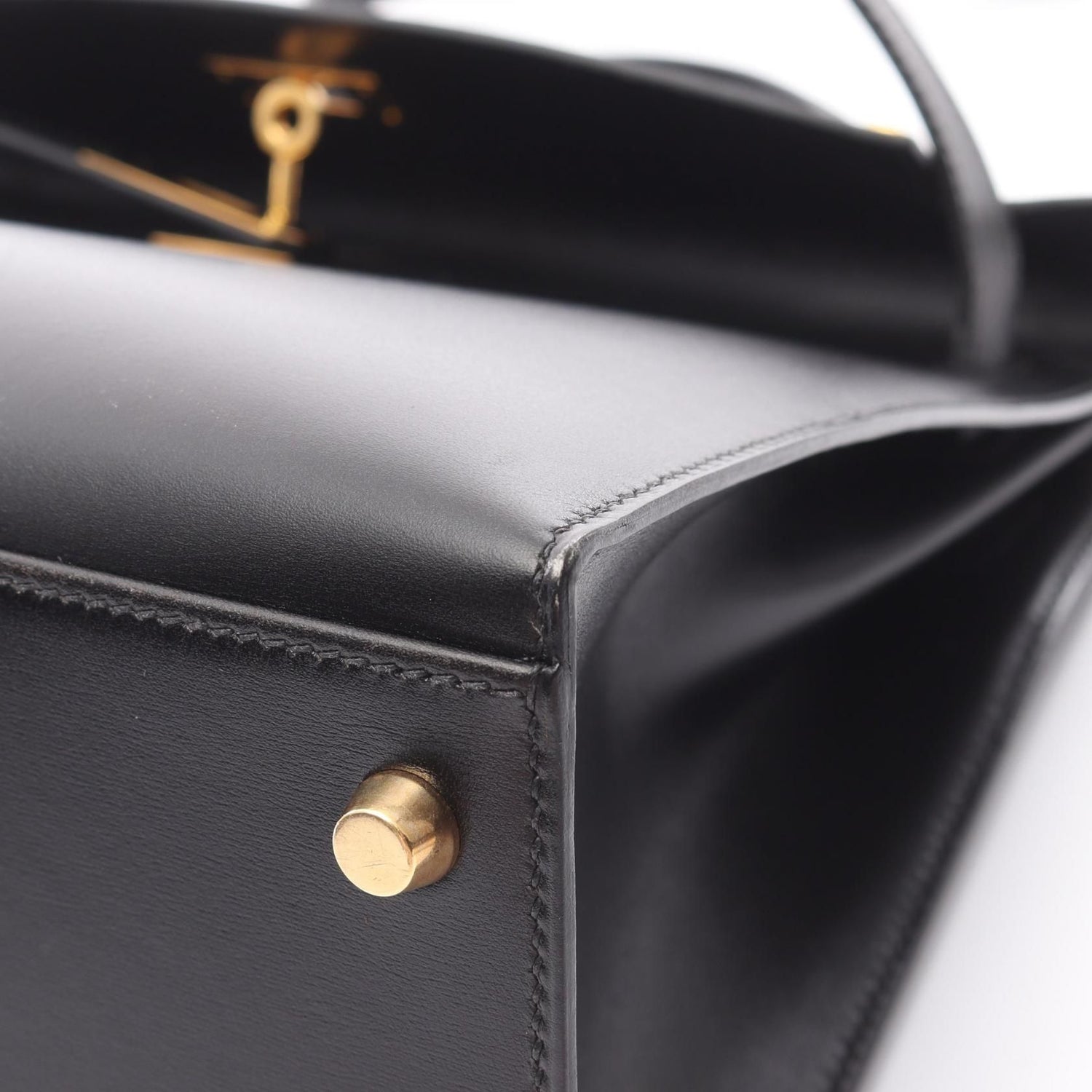 Hermes Kelly 32 Handbag Black Box Calfskin Calfskin (cowhide)