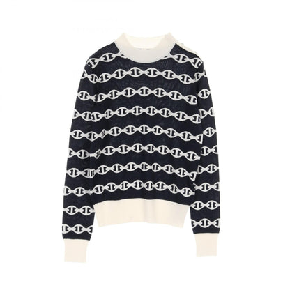 Hermes Chne Dunkel Knit White Black White Silk Cashmere Silk H 5e 2697df