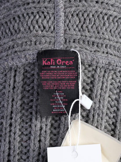 Excellent Kali Orea Gray Wool Sweater with Fur Collar Size M