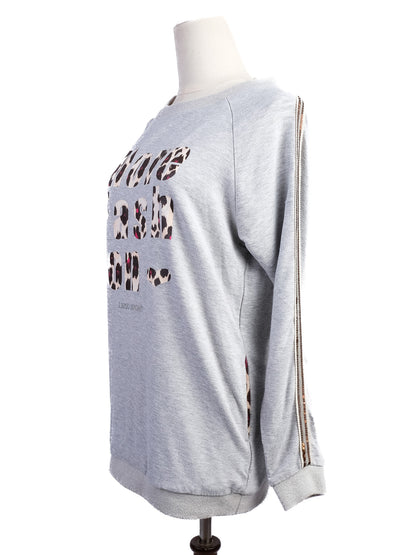 Excellent Liu Jo Gray Sweatshirt Leopard Print Pants Set XS
