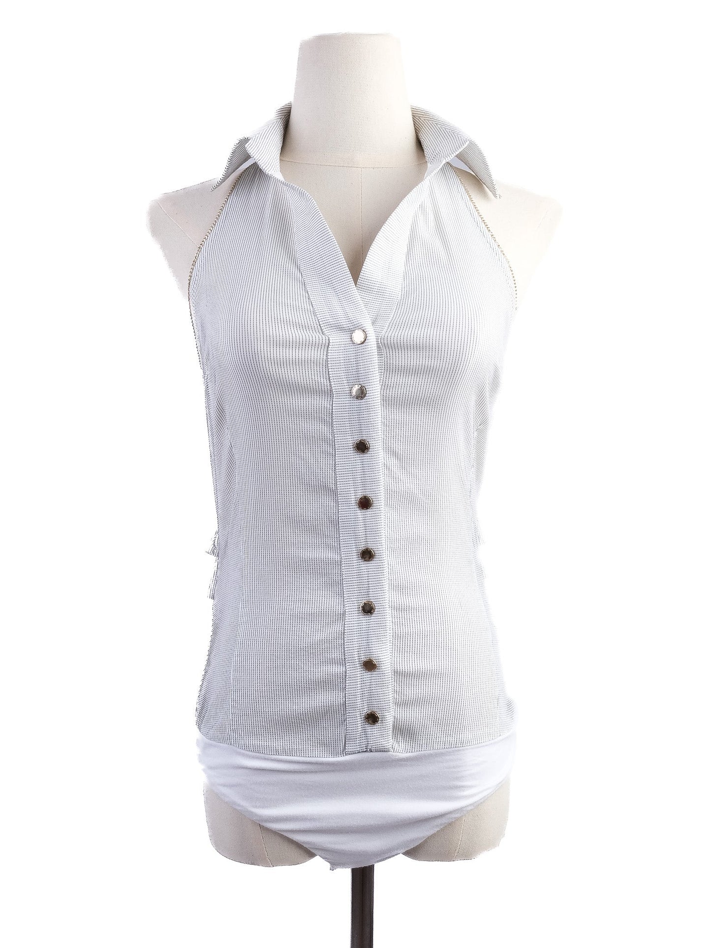 excellent elisabetta franchi white sleeveless blouse size 42