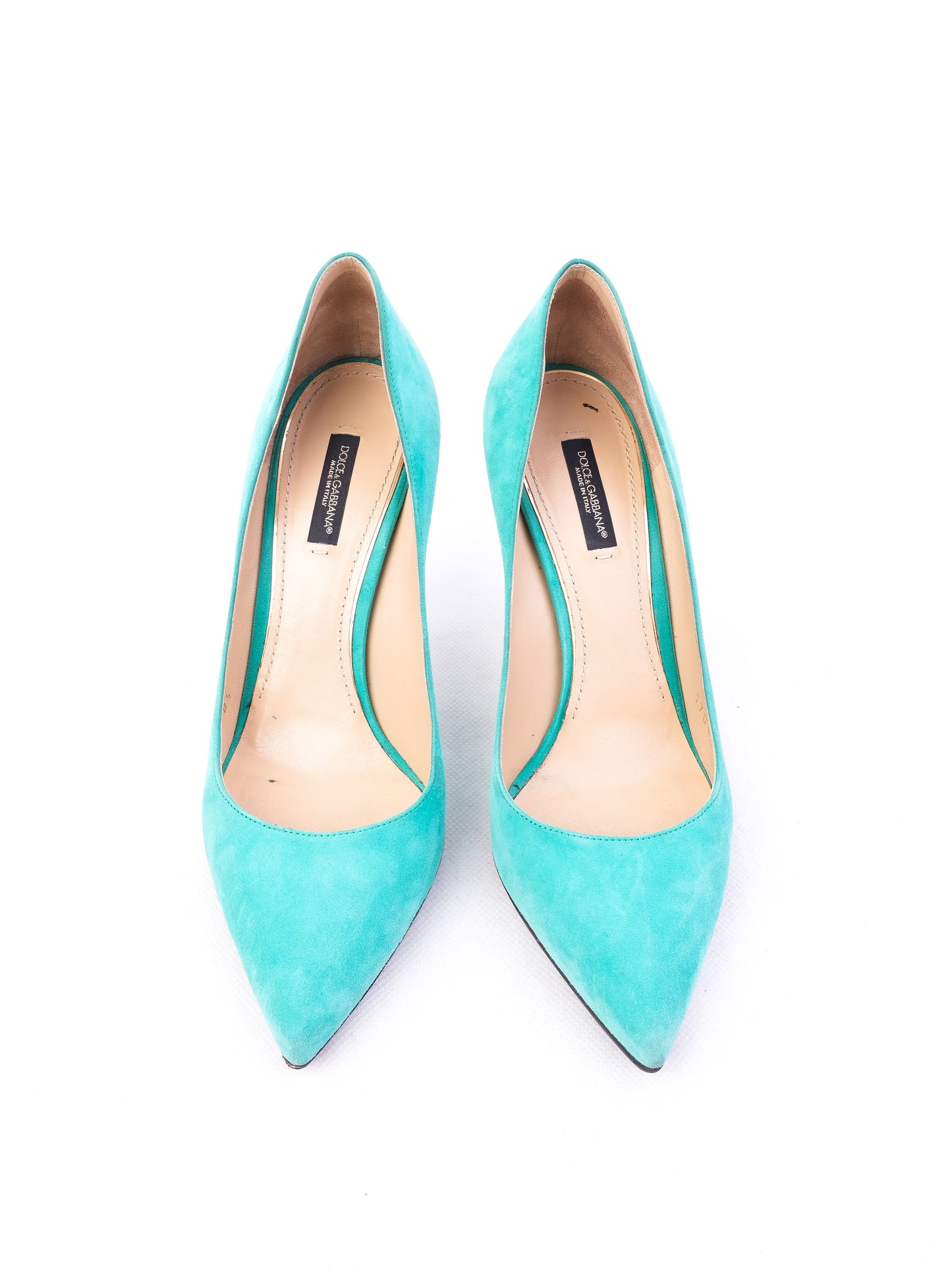 excellent dolce gabbana green leather high-heels size 38.5