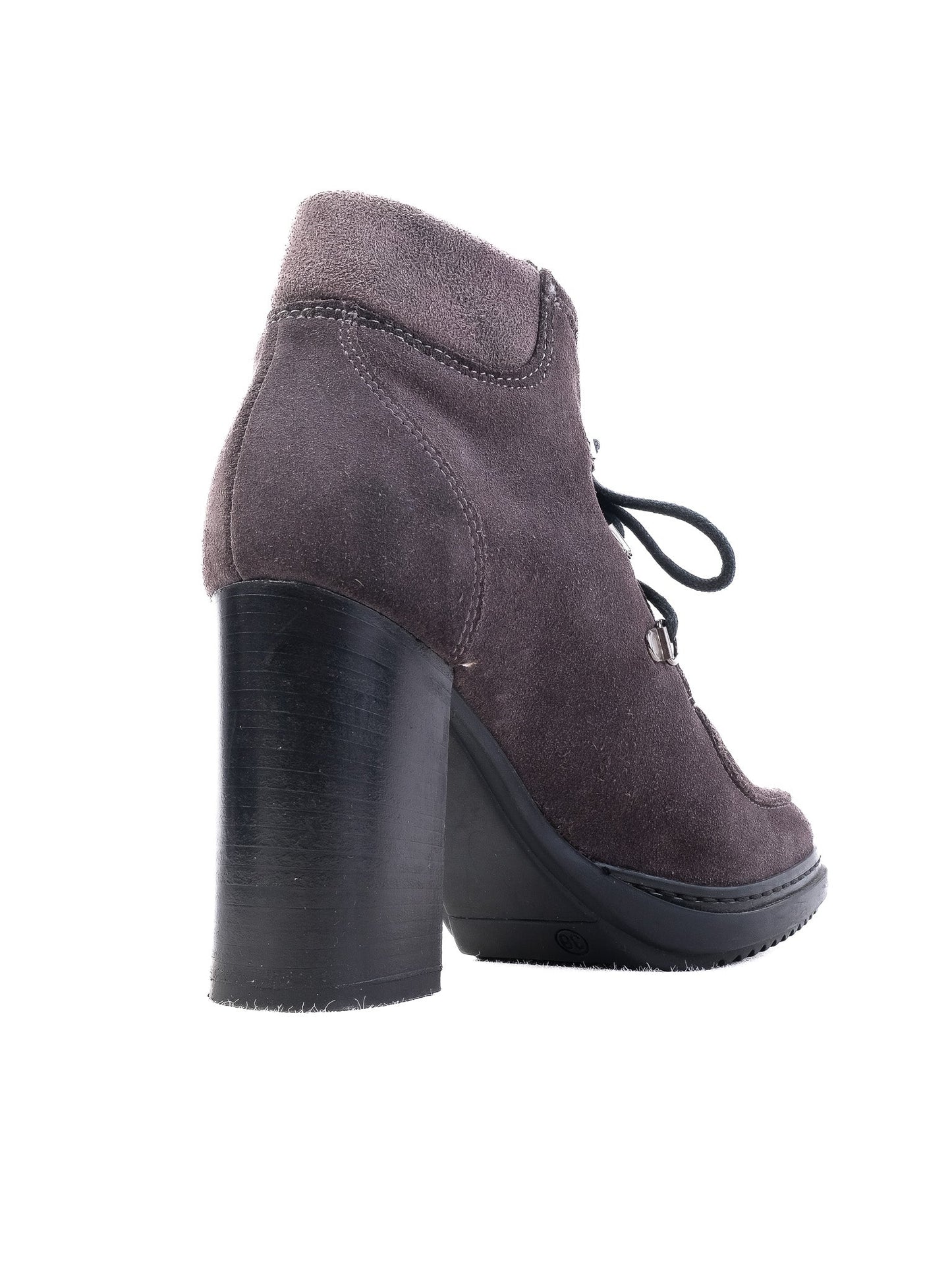 baldinini gray genuine suede ankle boots with high block heel size 36