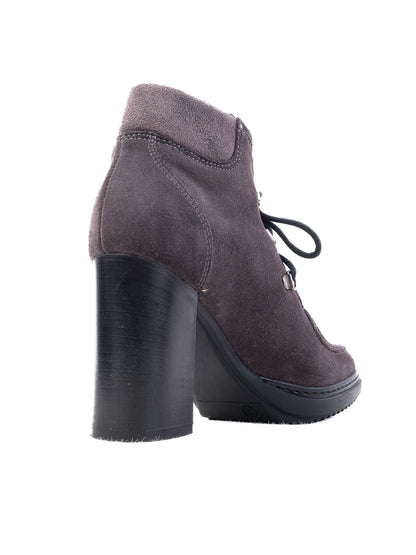Baldinini Gray Genuine Suede Ankle Boots with High Block Heel Size 36