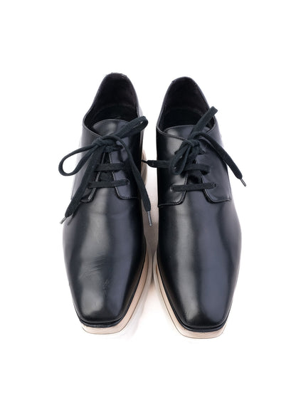 Excellent Stella McCartney Black Leather Platform Shoes Size 36.5