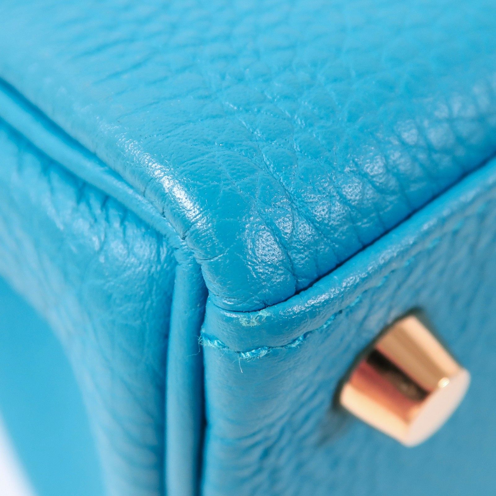 Hermes Togo Leather Kelly 25 Gold Hand-turned Shoulder And Back Bag Bleu Zanzibar 2way Shoulder Bag Blue Zanzibar Blue B
