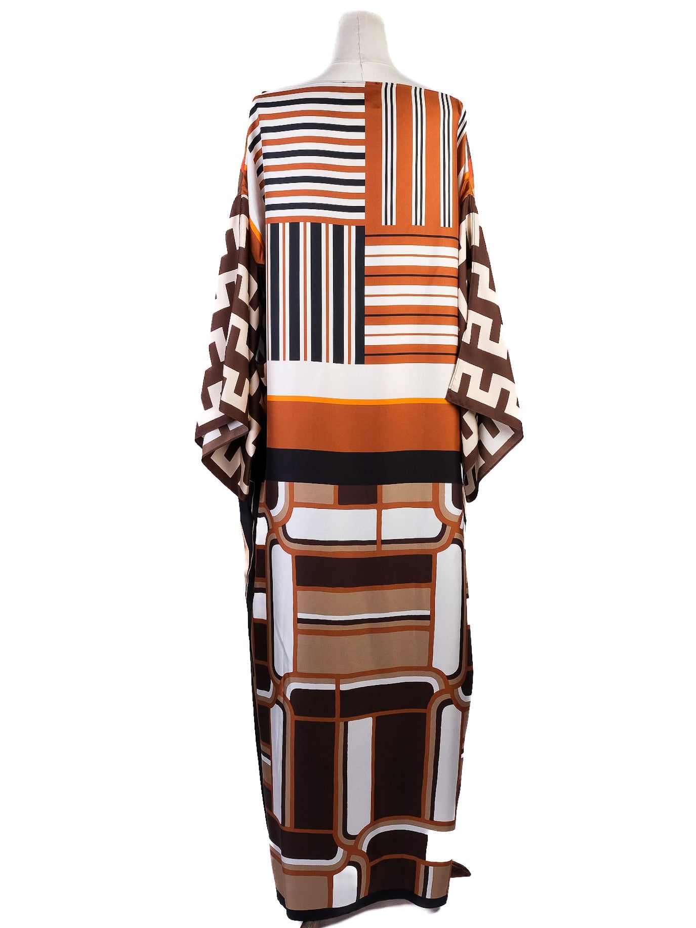 perfect erika cavallini silk geometric print kaftan dress